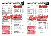 nápojový lístek pivnice budvarka